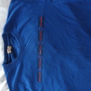 Vintage Armani Mens Small Blue T Shirt - image 1